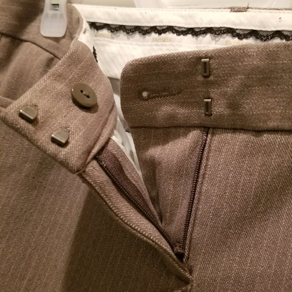 Express pants Tan and white pinstripe Size 6R - Picture 4 of 15